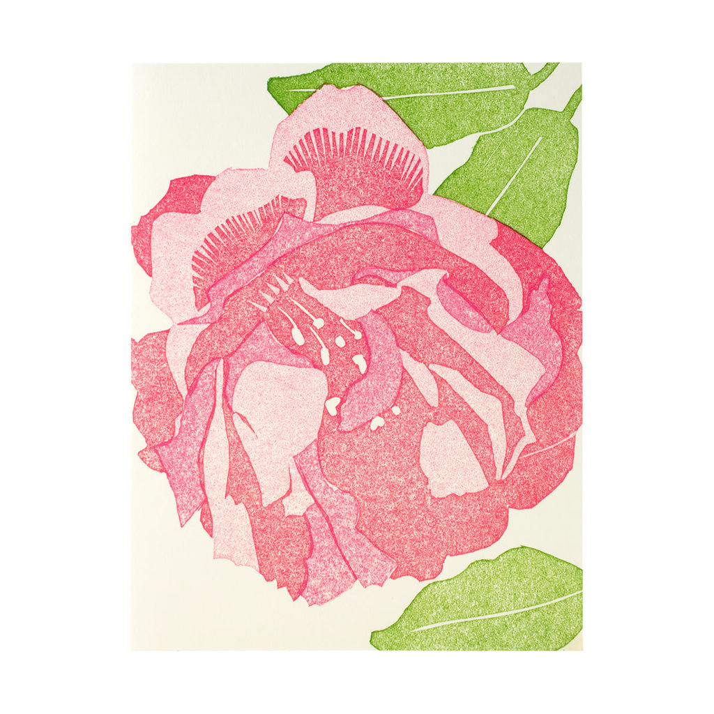 PushMePullYou Press Pink Peony Letterpress Card