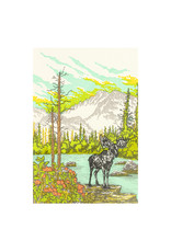 Old School Stationers Moose & Mountain Lake Letterpress Card