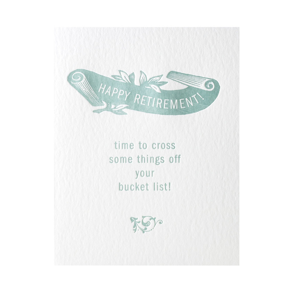 Color Box Design & Letterpress Bucket List Retirement Letterpress Card