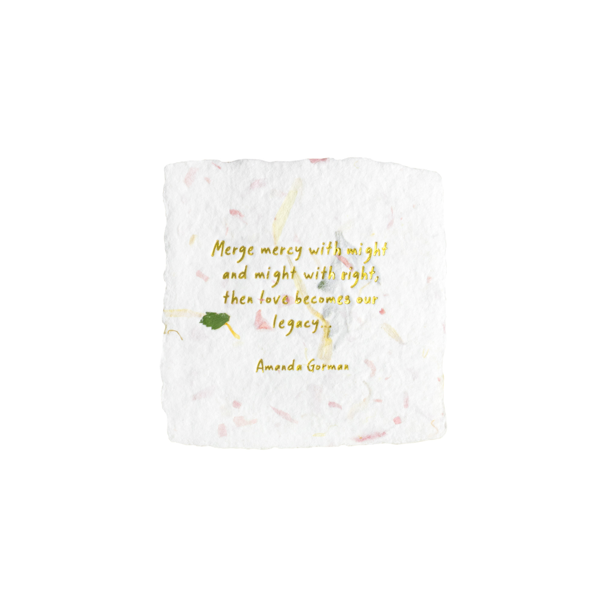 Handmade Blush Paper Petite Wish Rumi Letterpress Enclosure Card - oblation  papers & press