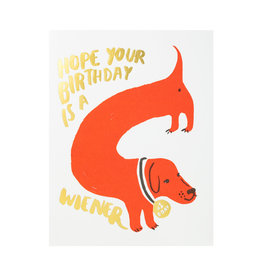 Egg Press Wiener Dog Birthday Letterpress Card