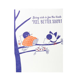 Violet Press For The Birds Get Well Letterpress Card