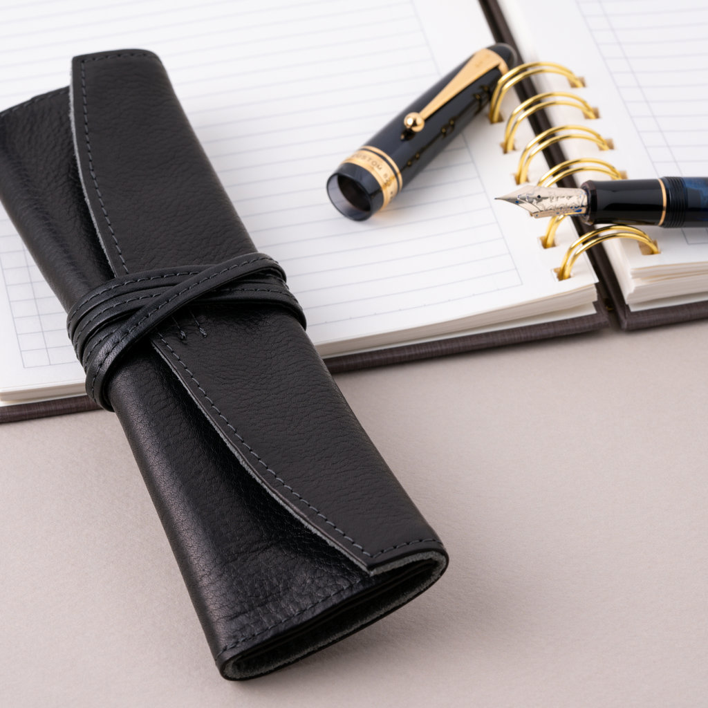 Pilot Pen Sheath Roll Black Leather Long single