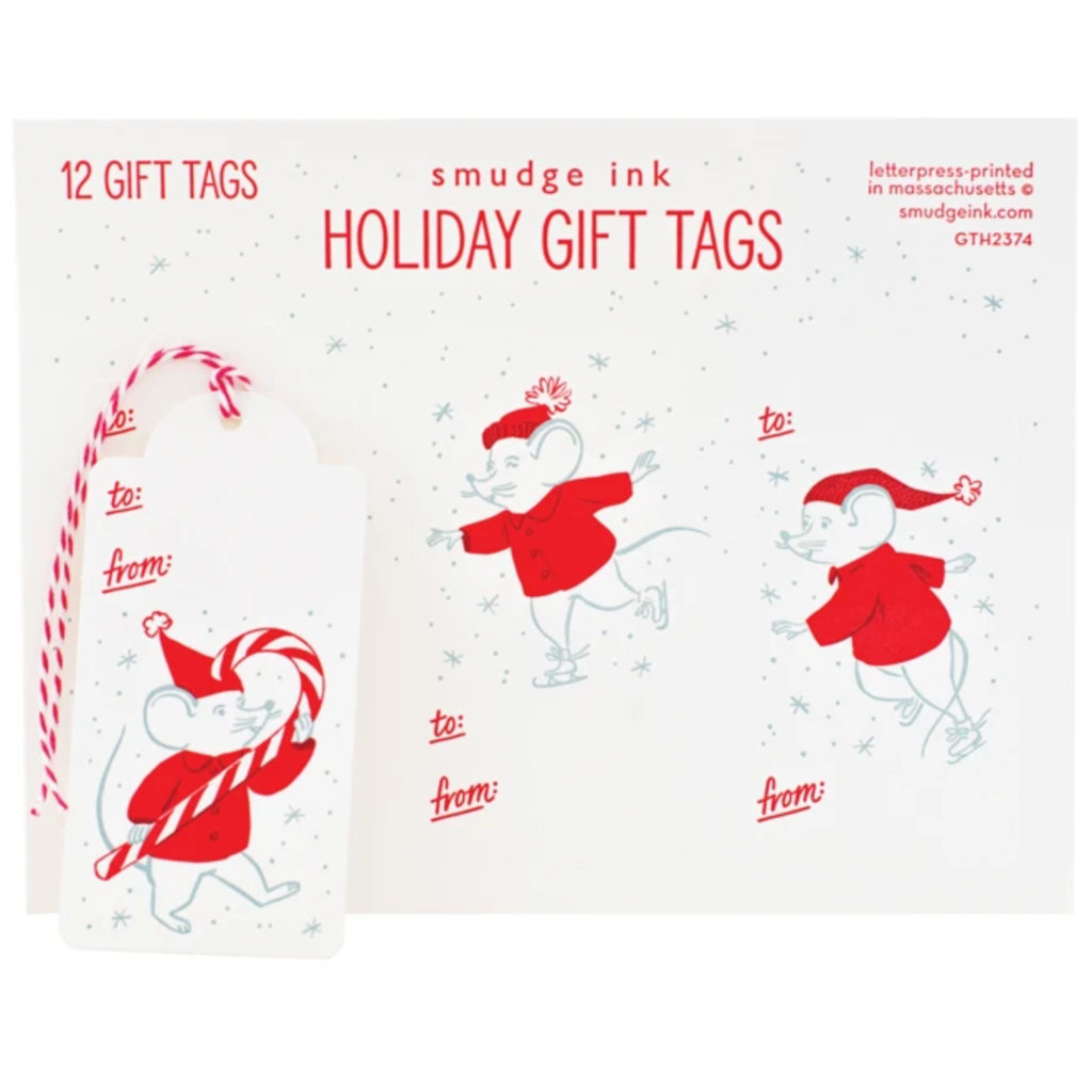 Smudge Ink Festive Mice Gift Tags