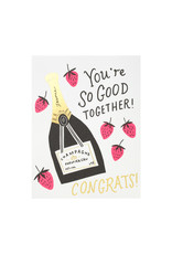 Hello! Lucky Strawberries and Champagne Love Letterpress Card