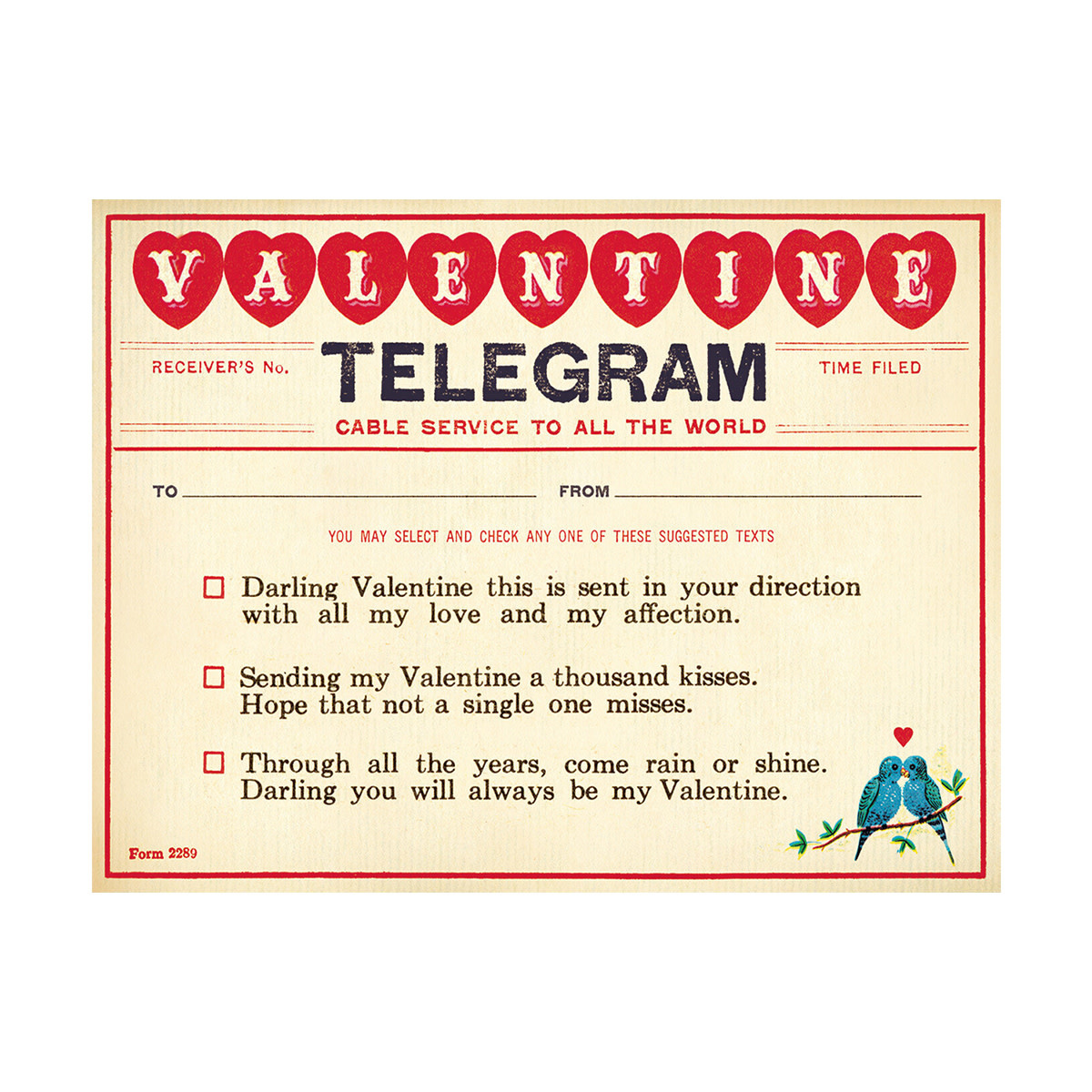 Valentine Telegram Greeting Card - oblation papers & press