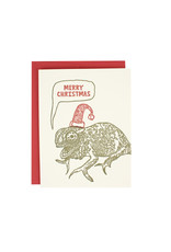 Hat + Wig + Glove Merry Christmas Chameleon Supreme Letterpress Card