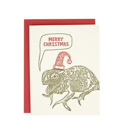 Hat + Wig + Glove Merry Christmas Chameleon Supreme Letterpress Card