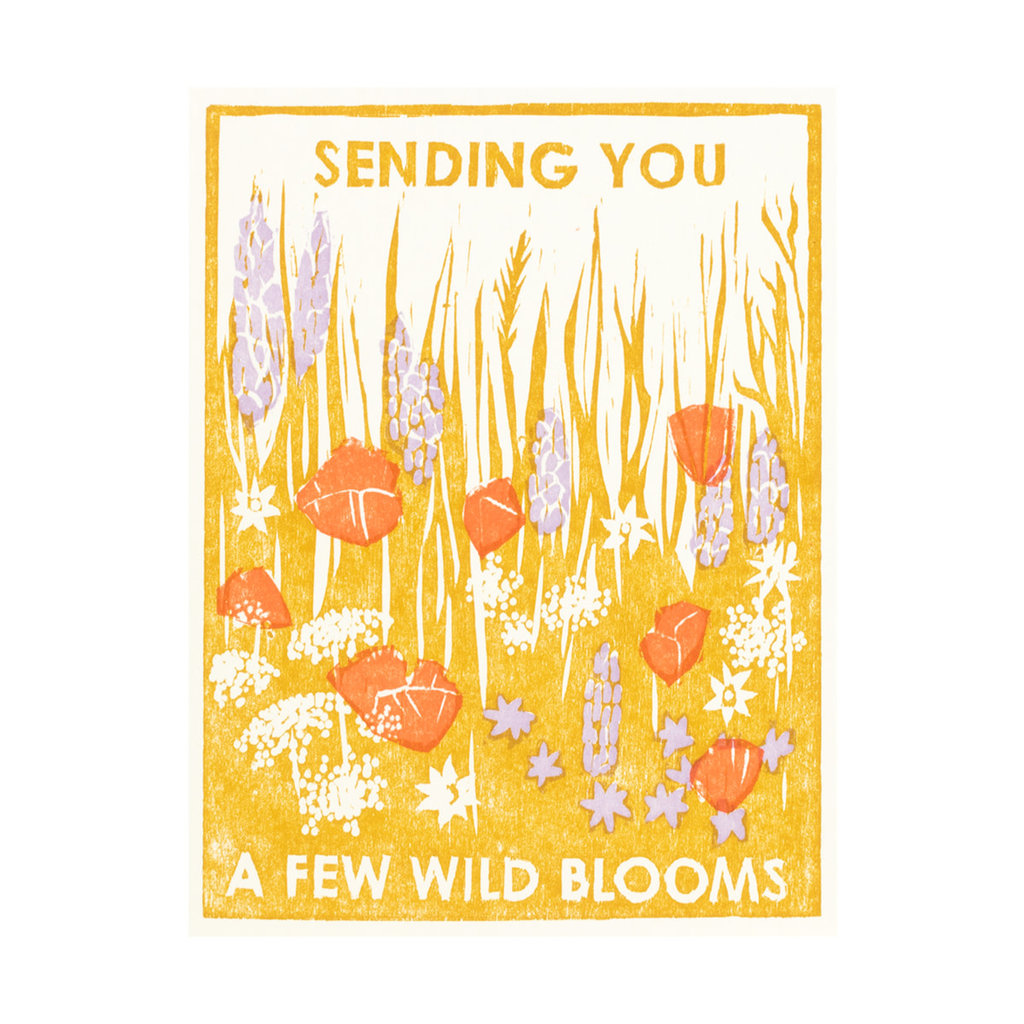 Heartell Press Sending You Wild Blooms Block Printed Card