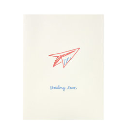 Albertine Press Sending Love Paper Airplane Letterpress Card