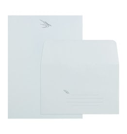 Oblation Papers & Press Bird with Pen Limited Edition Blue Paper Letterpress Letter Set