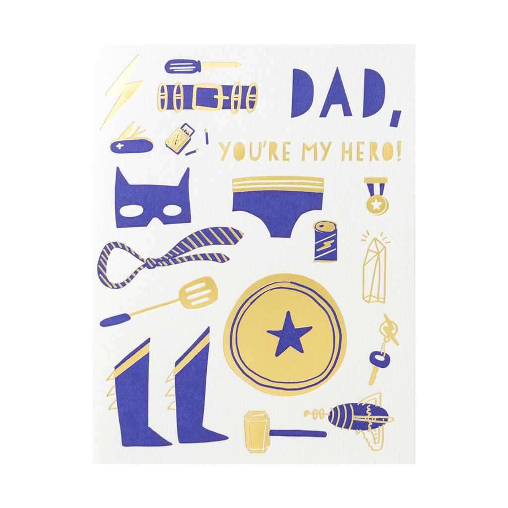 Hello! Lucky Super Dad Letterpress Card
