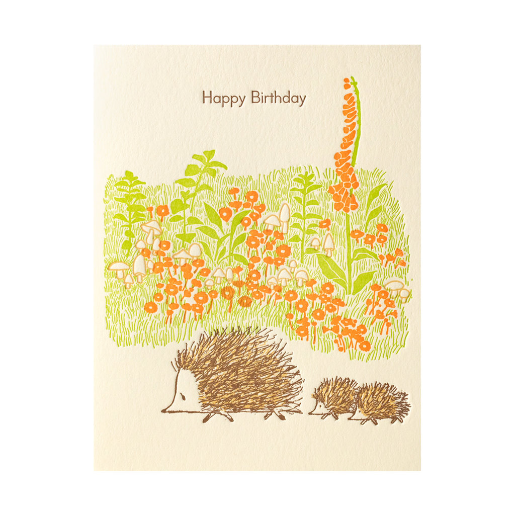 Ilee Papergoods Hedgehogs Birthday Letterpress Card