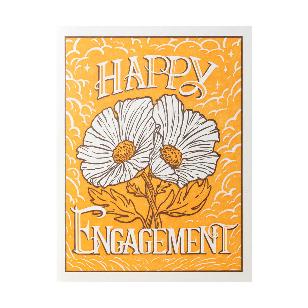Folio Press & Paperie Engagement Poppies Letterpress Card