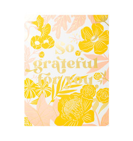 Hello! Lucky Thanks Floral Letterpress Card