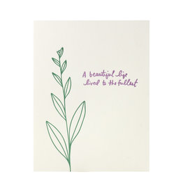 Shorthand Press Beautiful Life Lily Letterpress Card