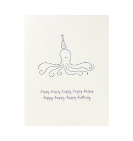 Albertine Press Birthday Octopus Letterpress Card