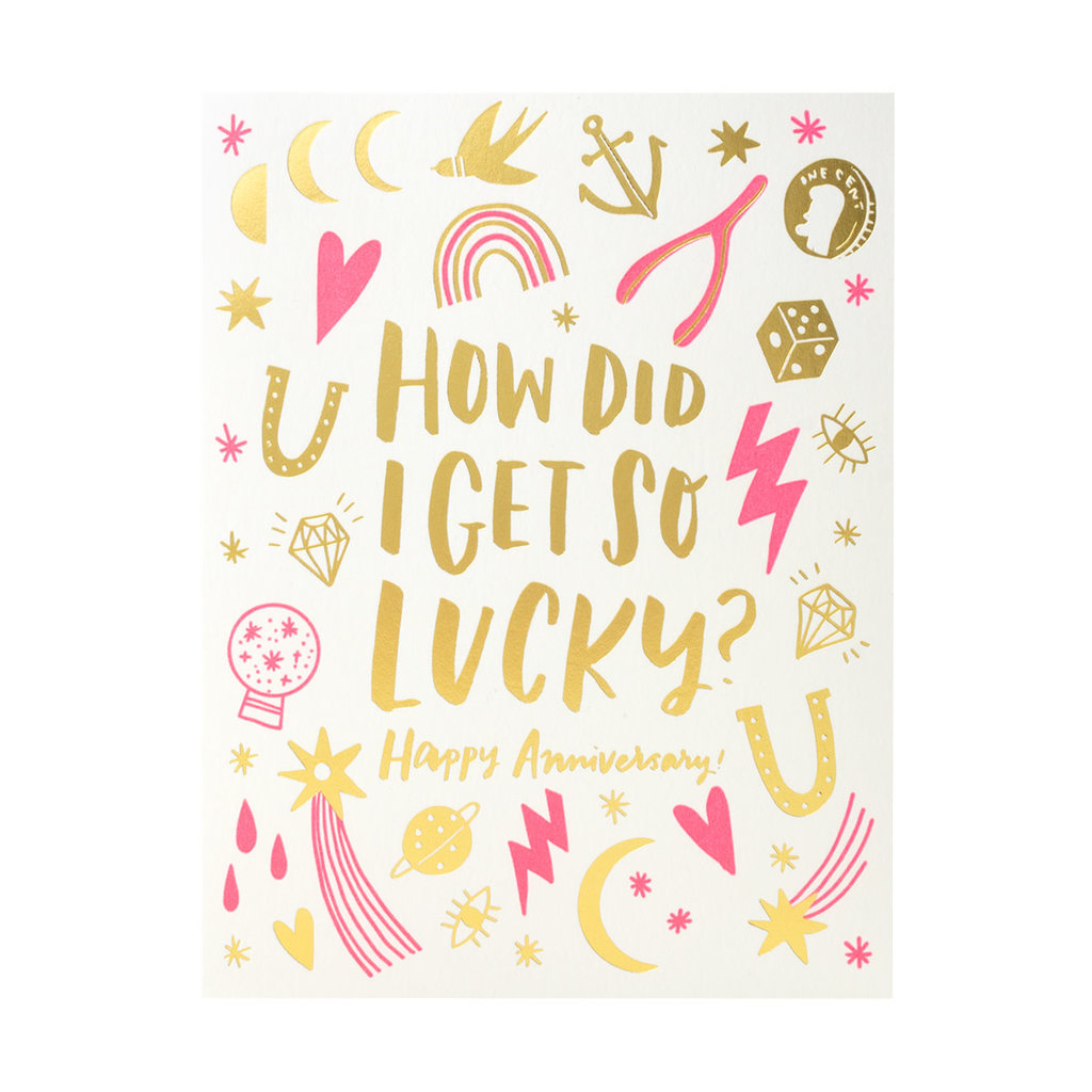 Hello! Lucky Lucky Charm Anniversary Letterpress Card