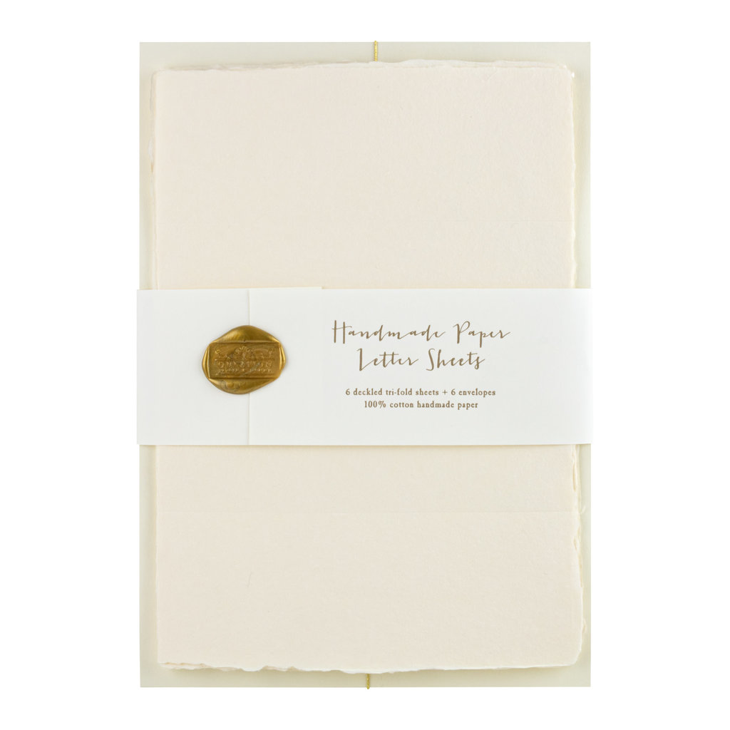 Oblation Papers & Press Cream Handmade Paper Tri-fold Letter Sheet Set