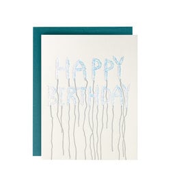 Hat + Wig + Glove Birthday Balloons Supreme Letterpress Card