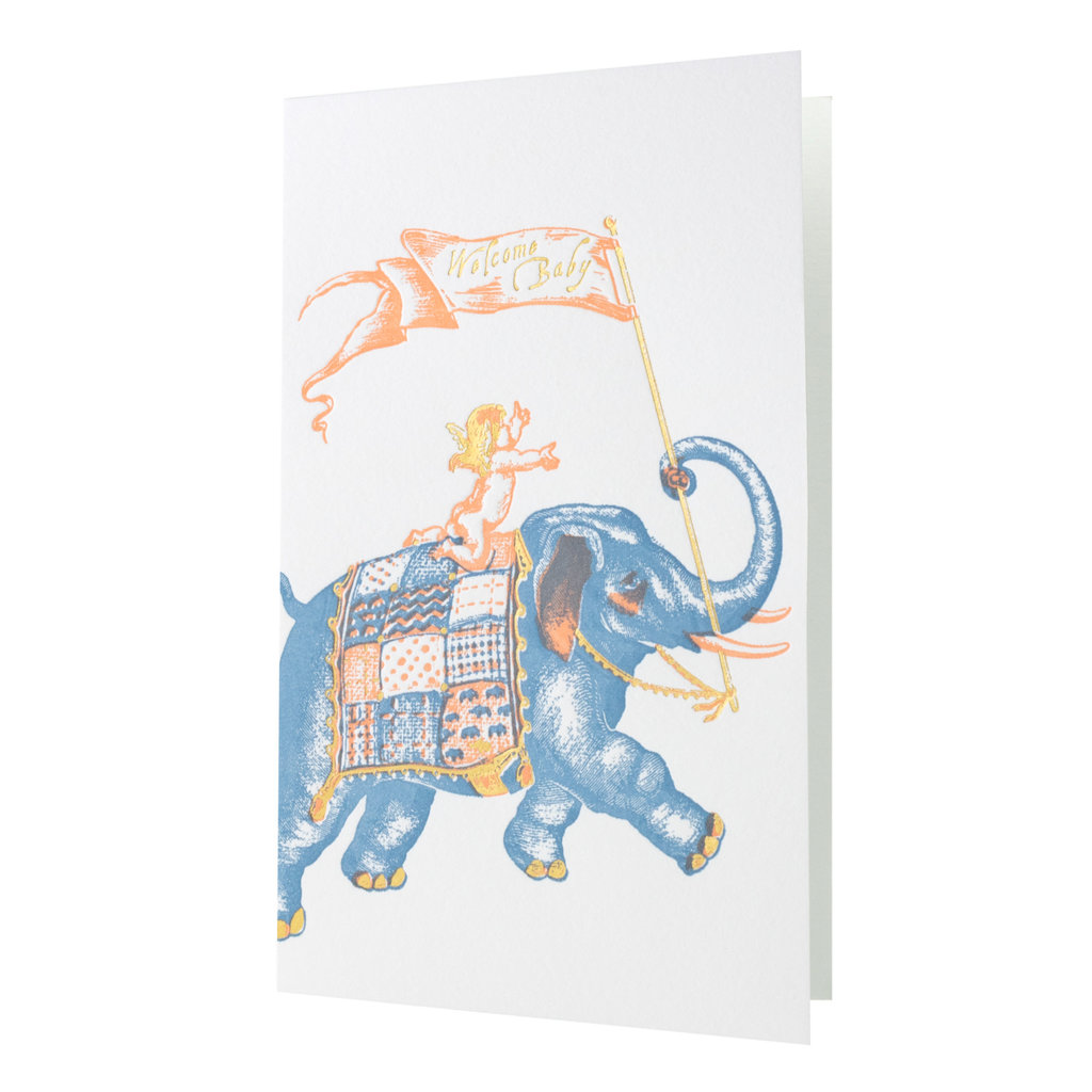 Oblation Papers & Press Welcome Baby Elephant Museum Collection Letterpress Card