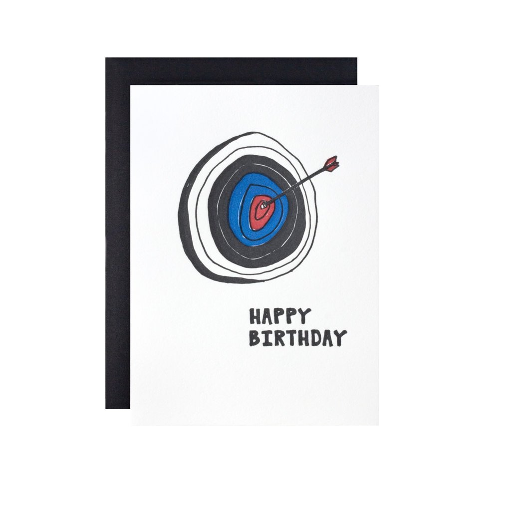 Hat + Wig + Glove Archery Birthday Target Letterpress Card