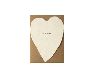 Je T'aime Greeted Heart Handmade Paper Letterpress Card - oblation papers &  press