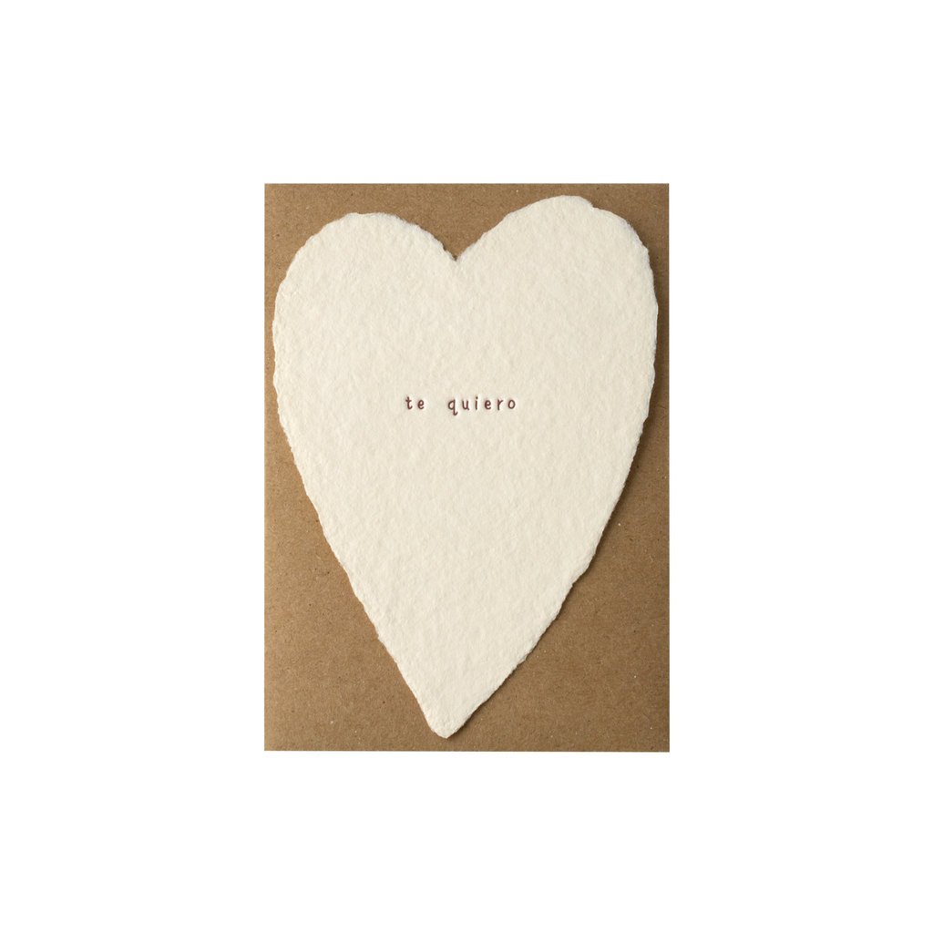 Te Quiero Greeted Heart Handmade Paper Letterpress Card - oblation papers &  press