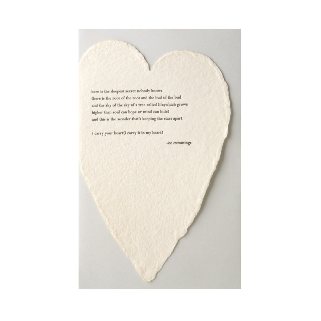 Oblation Papers & Press Cummings Quote Letterpress Deckled Heart Card