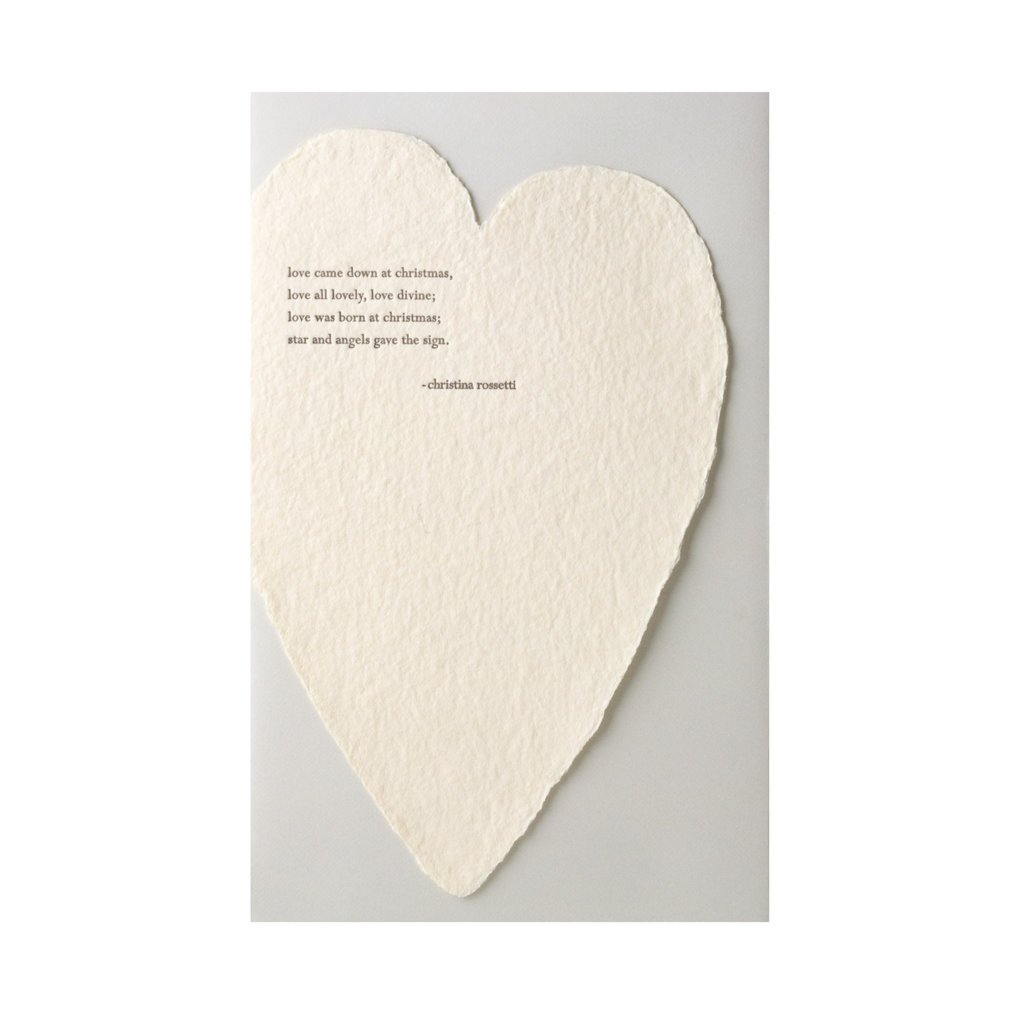 Oblation Papers & Press Rossetti Christmas Quote Letterpress Deckled Heart Card