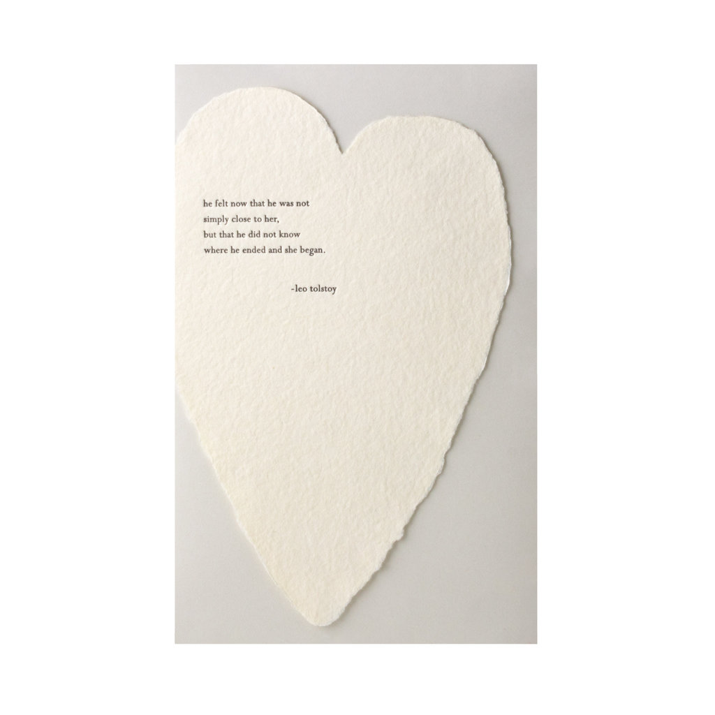 Oblation Papers & Press Leo Tolstoy Quote Letterpress Deckled Heart Card