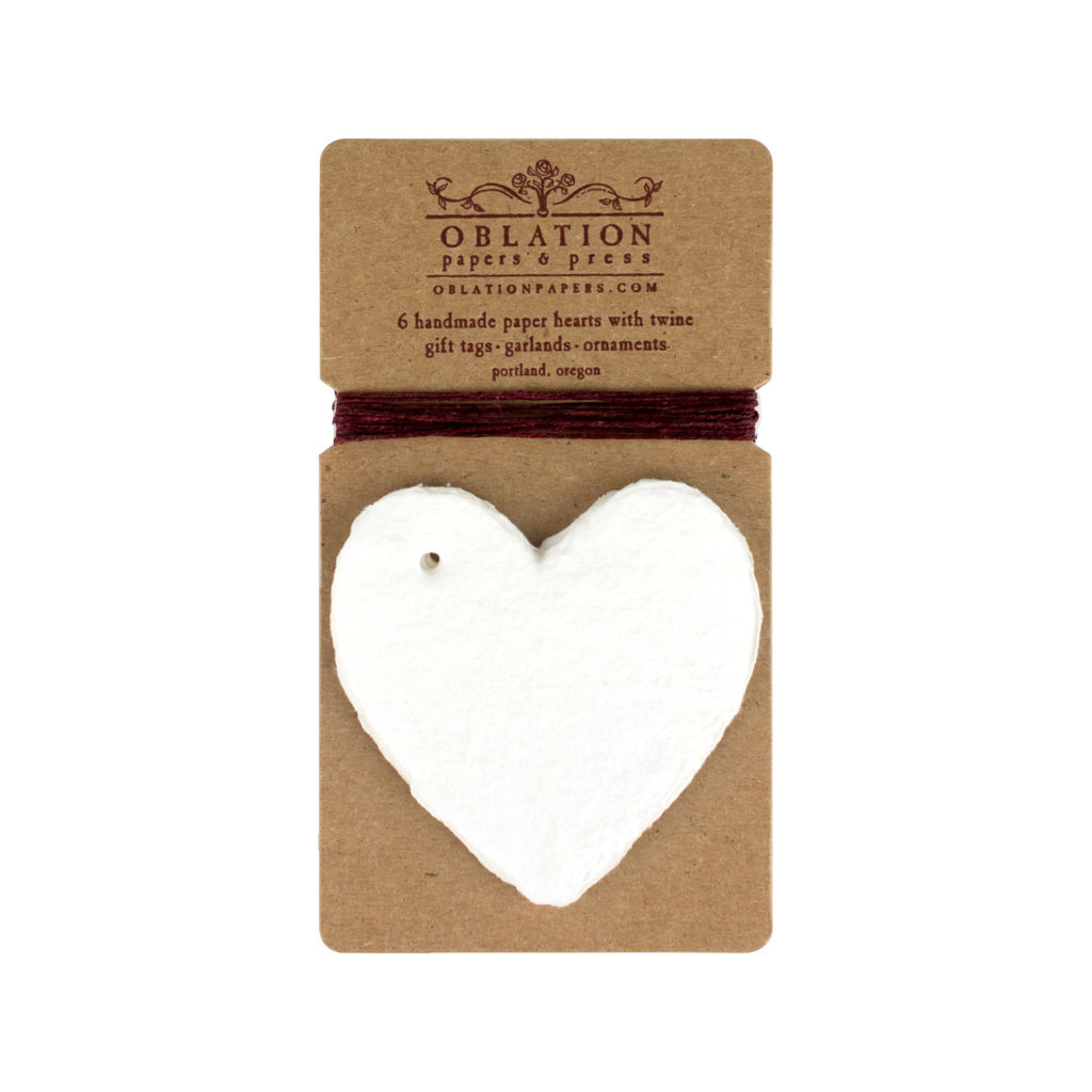 Oblation Papers & Press White Petite Handmade Paper Heart Tags