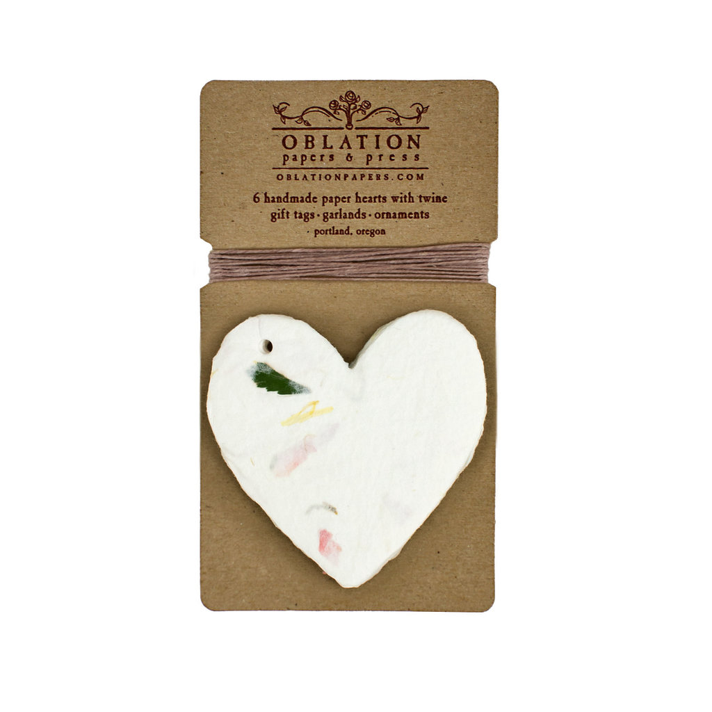 Oblation Papers & Press Floral Petite Handmade Paper Heart Tags