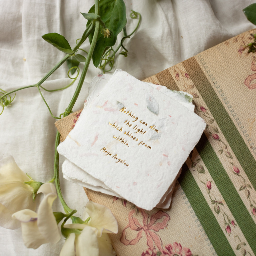 Oblation Papers & Press Maya Angelou Quote Floral Petite Wish Letterpress Enclosure