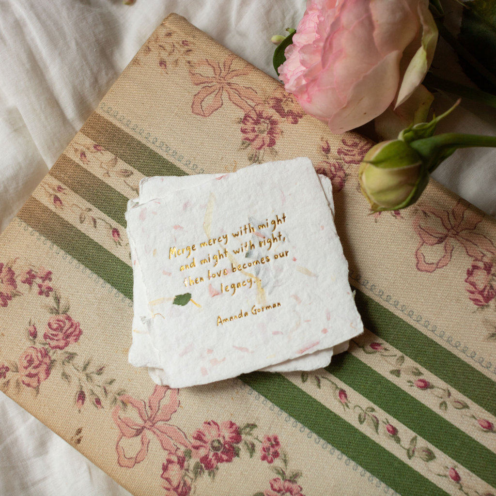 Oblation Papers & Press Amanda Gorman Quote Floral Petite Wish Letterpress Enclosure