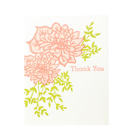 Lucky Bee Press Thank You Pink Dahlia Letterpress Card