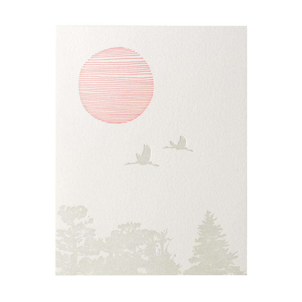 Lark Press Japanese Cranes Letterpress Card