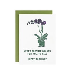 Hat + Wig + Glove Birthday Orchid Letterpress Card