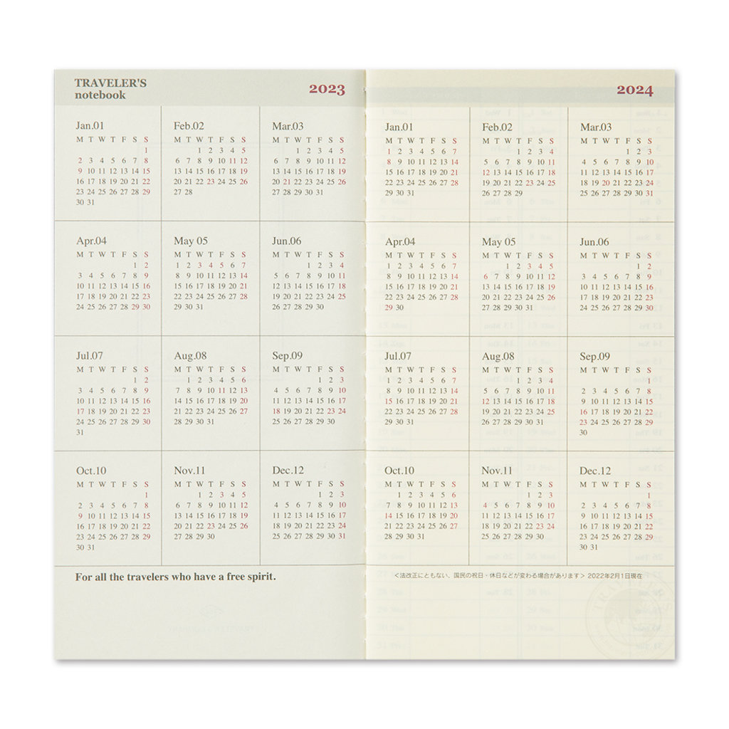 Traveler's Company [coming soon] Traveler's Notebook 2023 Refill Weekly Vertical