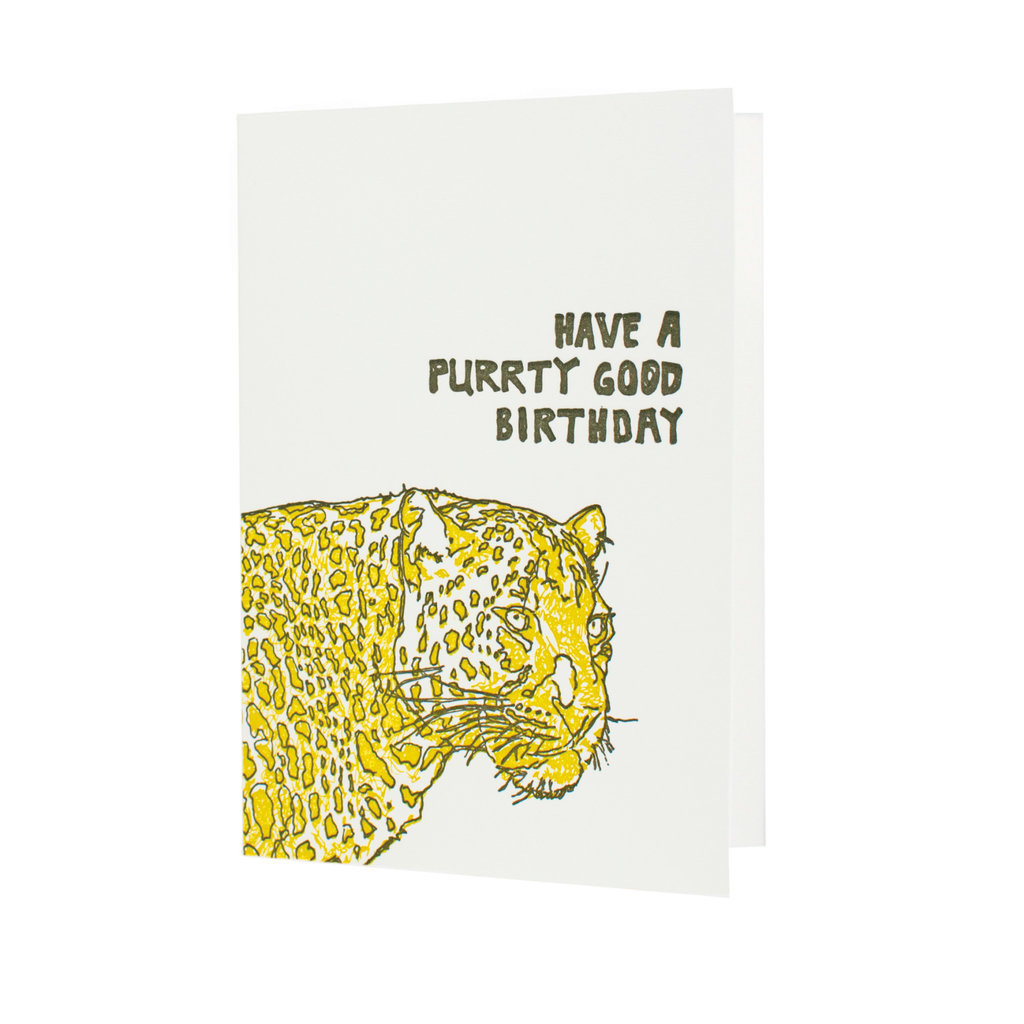 Hat + Wig + Glove Leopard Birthday Animal Kingdom Letterpress Card