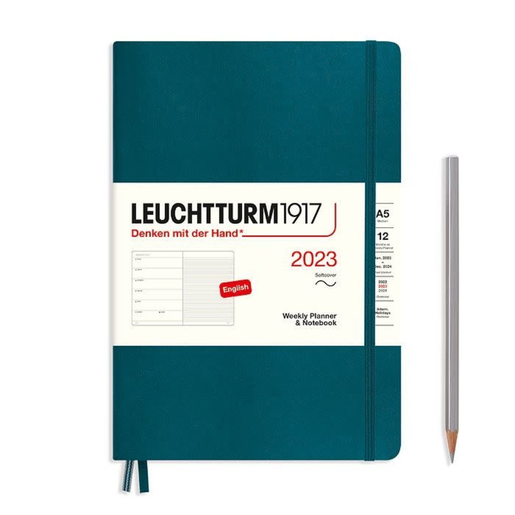 Leuchtturm 2023 A5 Weekly Planner & Notebook Hardcover - Pacific Green