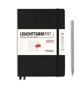 Leuchtturm 2023 A5 Weekly Planner & Notebook Hardcover - Black