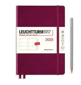 Leuchtturm 2023 A5 Weekly Planner Hardcover - Port Red