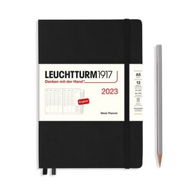 Leuchtturm 2023 A5 Week Planner Hardcover - Black
