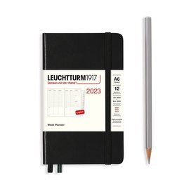 Leuchtturm 2023 A6 Week Planner Pocket Hardcover - Black