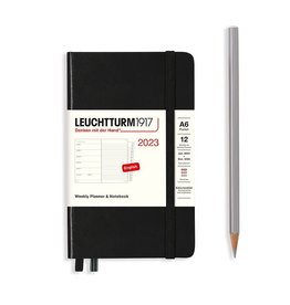Leuchtturm 2023 A6 Weekly Planner & Notebook Pocket Hardcover - Black