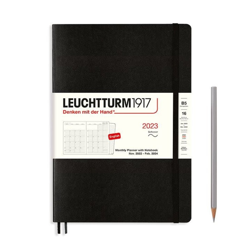 Leuchtturm Leuchtturm 2023 B5 Monthly Planner & Notebook Hardcover - Black