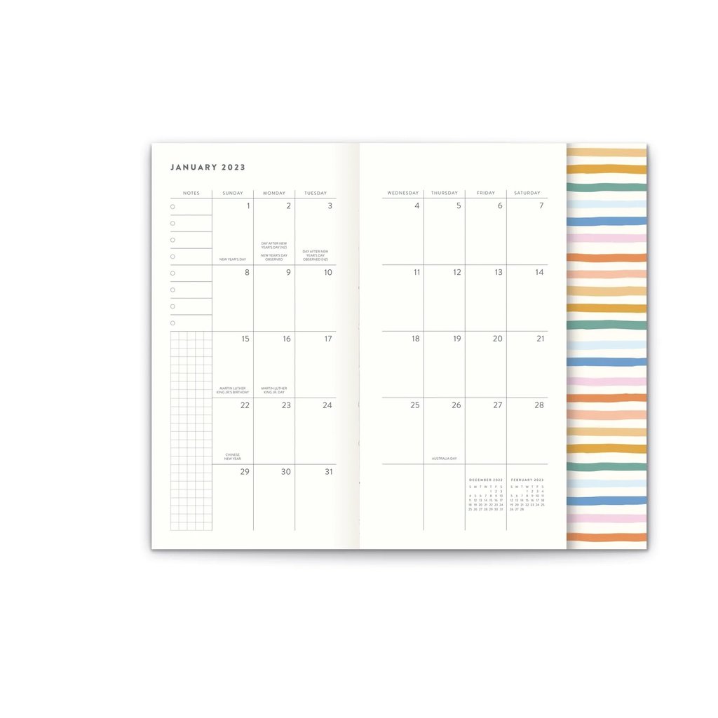 Orange Circle Studio 2023 Rainbow Stripes Monthly/Weekly Planner