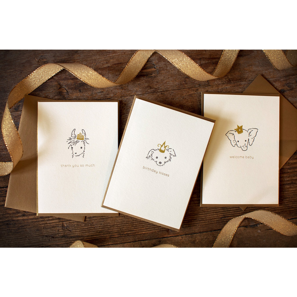 Oblation Papers & Press Birthday Kisses Adorable Animal Letterpress Card