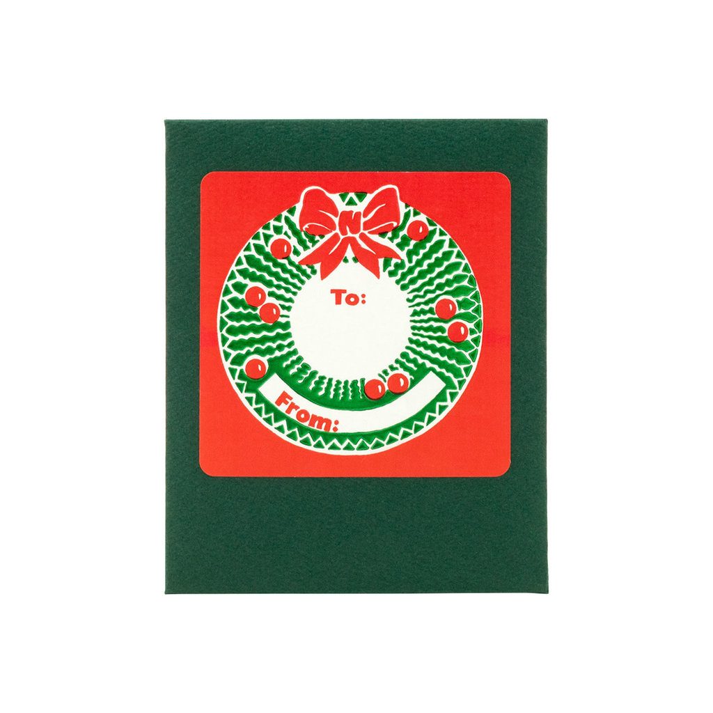 Saturn Press Wreath Holiday Letterpress Adhesive Labels